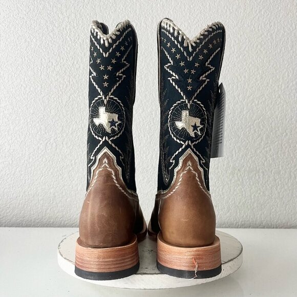 Lane RODEO HOUSTON Mens Cowboy Boots Size 10.5 Brown Leather Western Blunt Toe - Picture 3 of 11